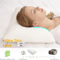 Talatex 100% Natural Premium Thin Latex Pillow, Ultra Thin Pillows, Flat Pillows for Sleeping Helps Relieve Pressure, No Memory Foam Chemicals, Perfect Package Best Gift (2.7