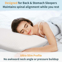 Talatex Talalay Ultra Slim 100% Natural Premium Latex Pillow, Ultra Thin Flat Pillow for Stomach and Back Sleepers Helps Cervical Neck Alignment and Deeper Sleep, No Memory Foam Chemicals（2.7
