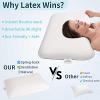 Talatex Talalay Ultra Slim 100% Natural Premium Latex Pillow, Ultra Thin Flat Pillow for Stomach and Back Sleepers Helps Cervical Neck Alignment and Deeper Sleep, No Memory Foam Chemicals（2.7