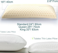 Talatex 100% Natural Premium Thin Latex Pillow, Ultra Thin Pillows, Flat Pillows for Sleeping Helps Relieve Pressure, No Memory Foam Chemicals, Perfect Package Best Gift (2.7
