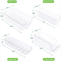 Greenco Refrigerator Organizers and Storage - Clear Fridge Organizer Bins Set, Shatterproof Plastic with Easy-Grip Handles, Stackable Kitchen Organization Solution for Home and RV - Set of 6