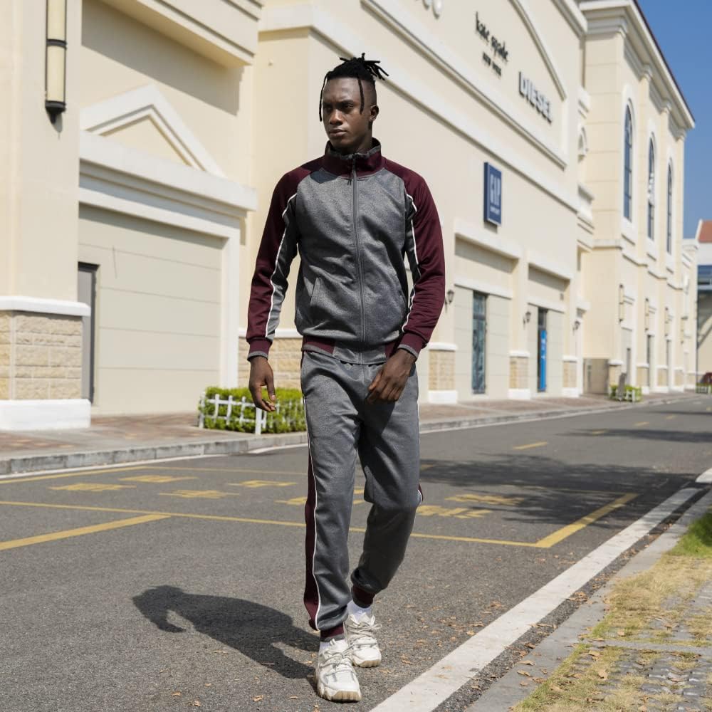 TOLOER Men's Activewear Full Zip Warm Tracksuit Sports Set Casual Sweat Suit