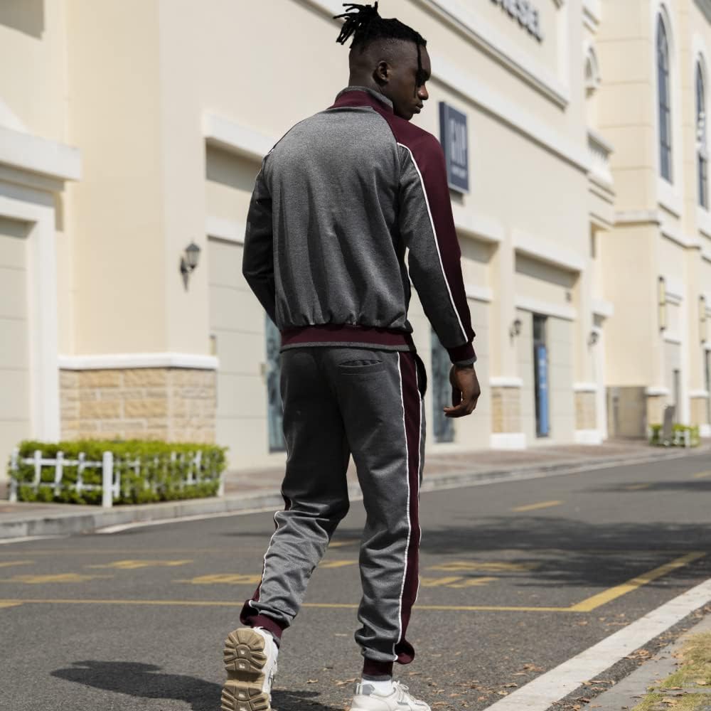 TOLOER Men's Activewear Full Zip Warm Tracksuit Sports Set Casual Sweat Suit
