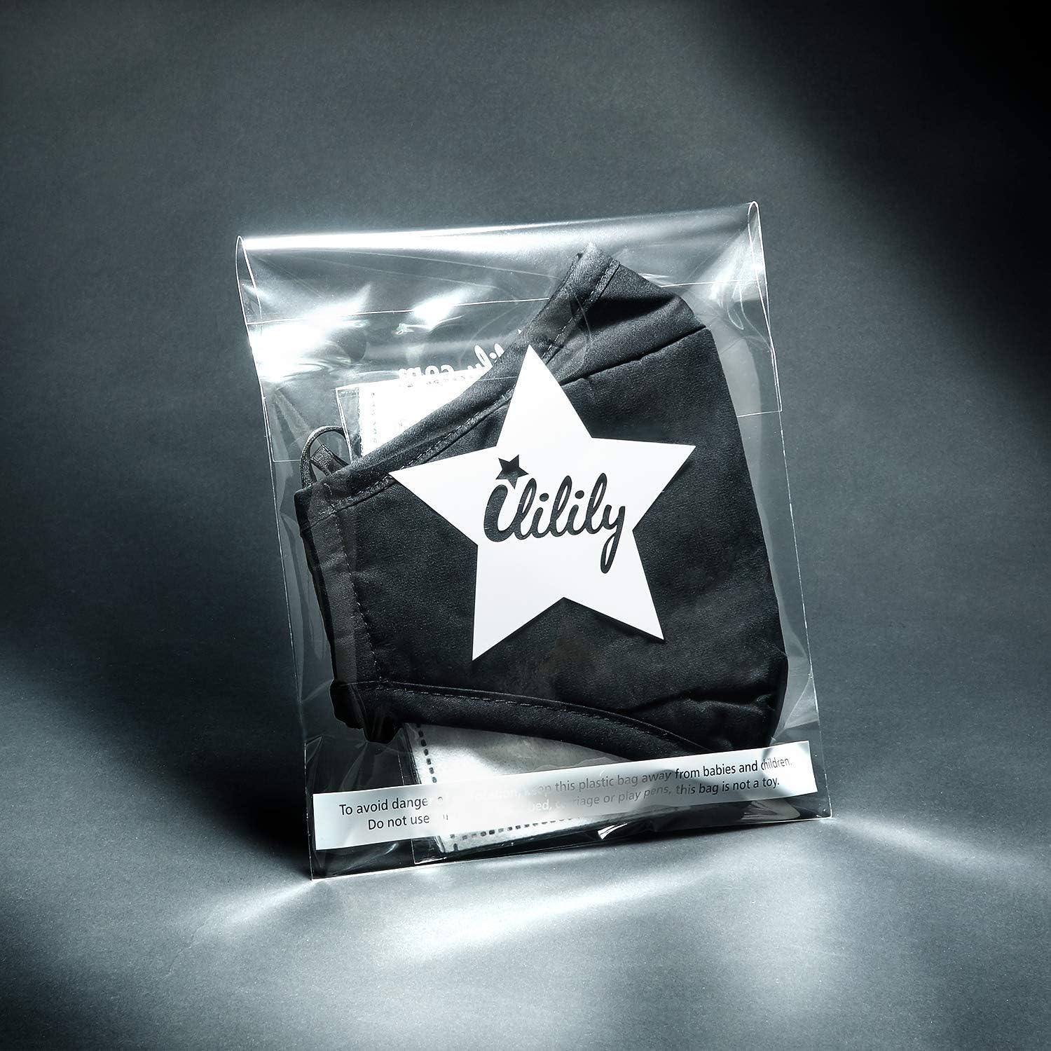 ililily Black Cotton Washable Nose Wired Face Mask Filter Pocket Wide Cover With Filter (Black)