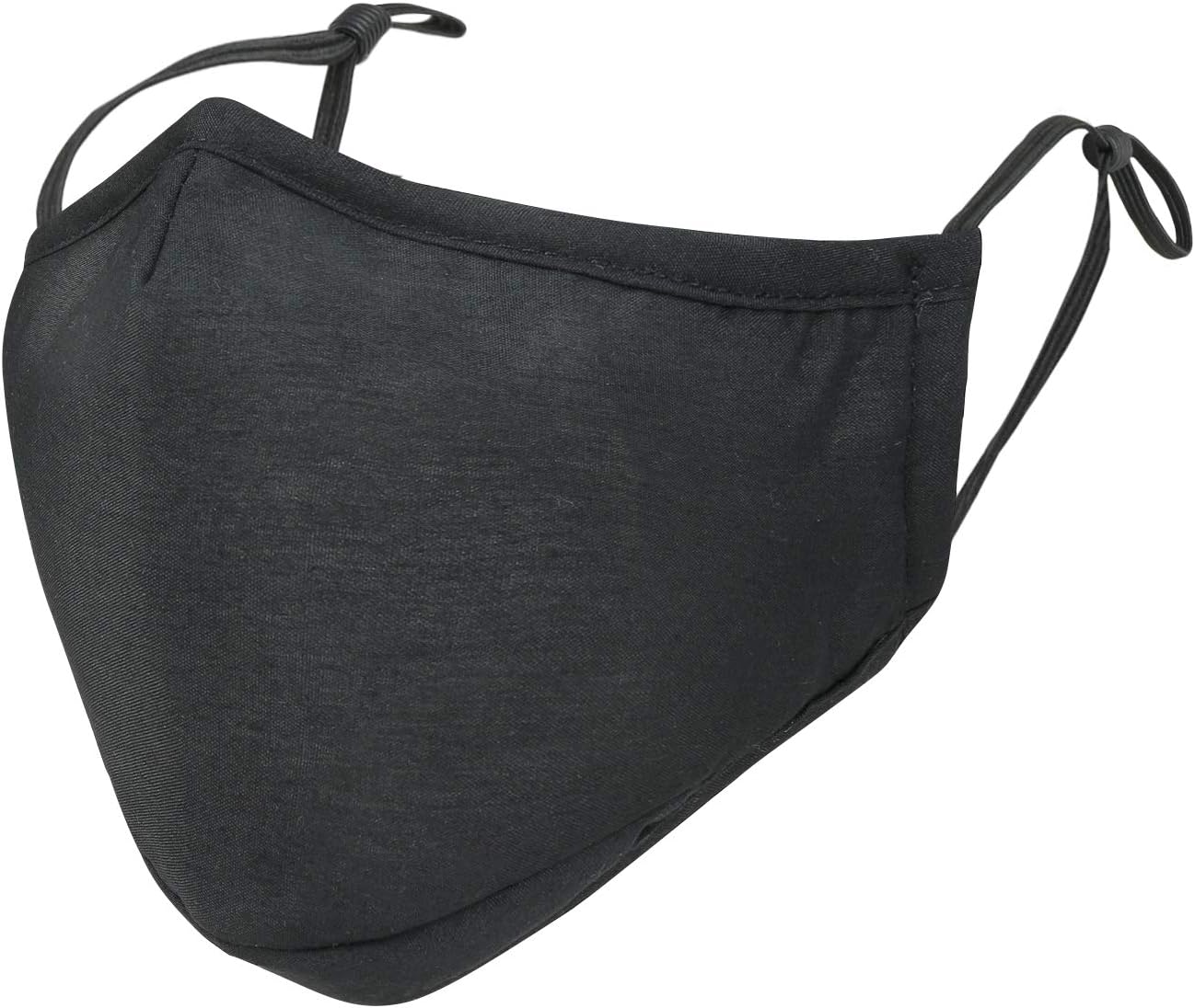 ililily Black Cotton Washable Nose Wired Face Mask Filter Pocket Wide Cover With Filter (Black)