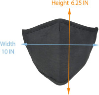 ililily Black Cotton Washable Nose Wired Face Mask Filter Pocket Wide Cover With Filter (Black)