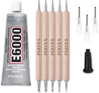 E6000 1-Ounce Tube with Precision Tips Industrial Strength Adhesive for Crafting and Wooden Art Dotting Stylus Pens 5 pcs Set - Rhinestone Applicator Kit - Rhinestone Applicator Kit for Arts and Craft