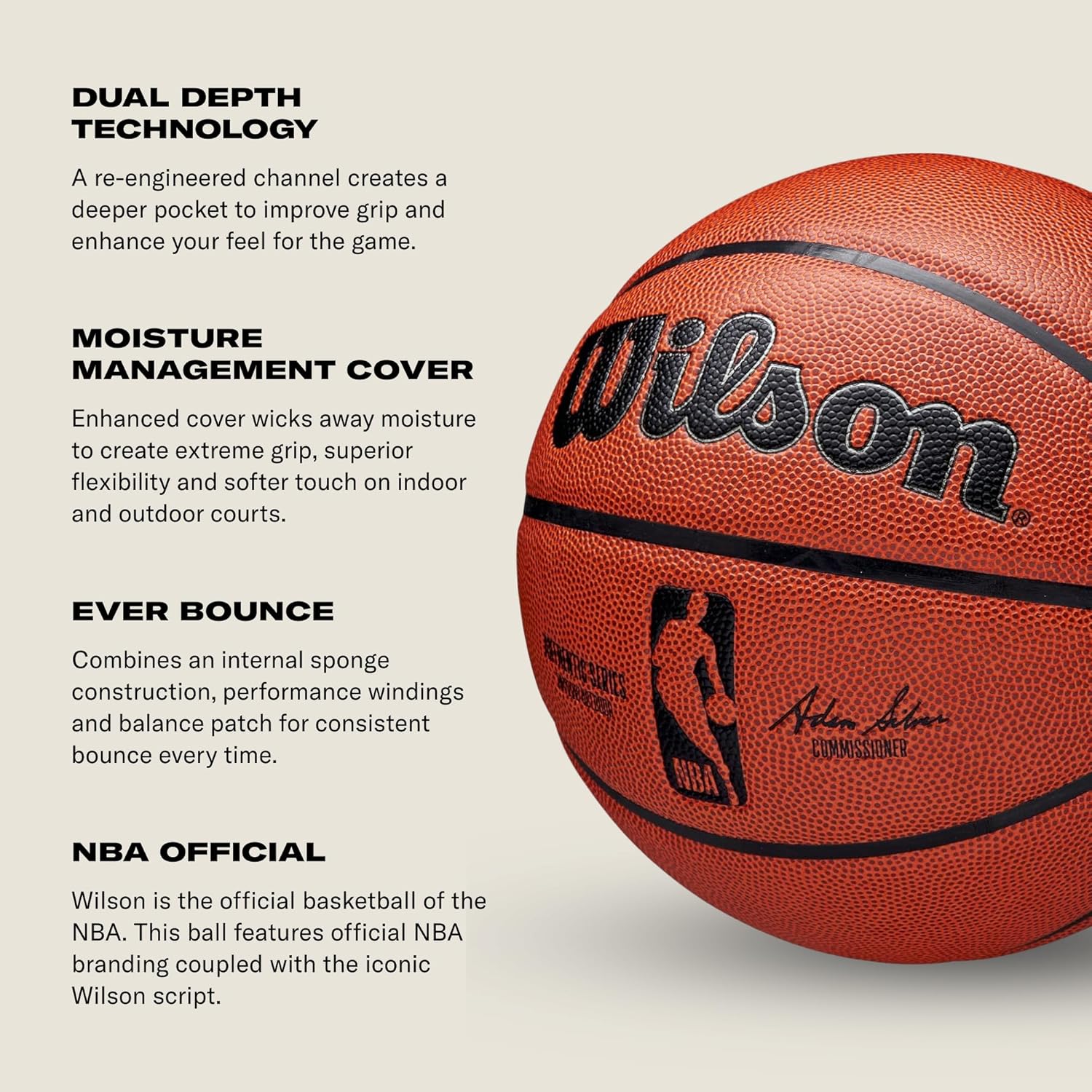 WILSON NBA Authentic Indoor/Outdoor Basketballs - Size 3, Size 6 and Size 7 Size 7 - 29.5