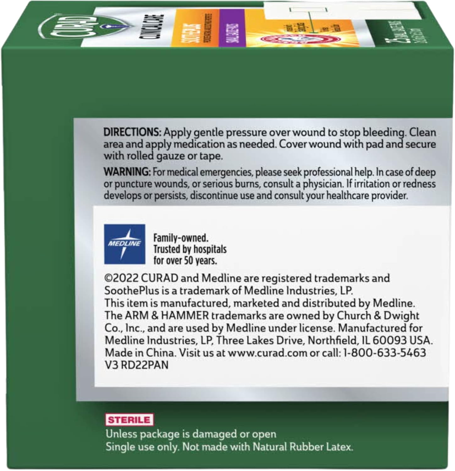 Curad SoothePlus Gauze Pads with Arm & Hammer Baking Soda, 2