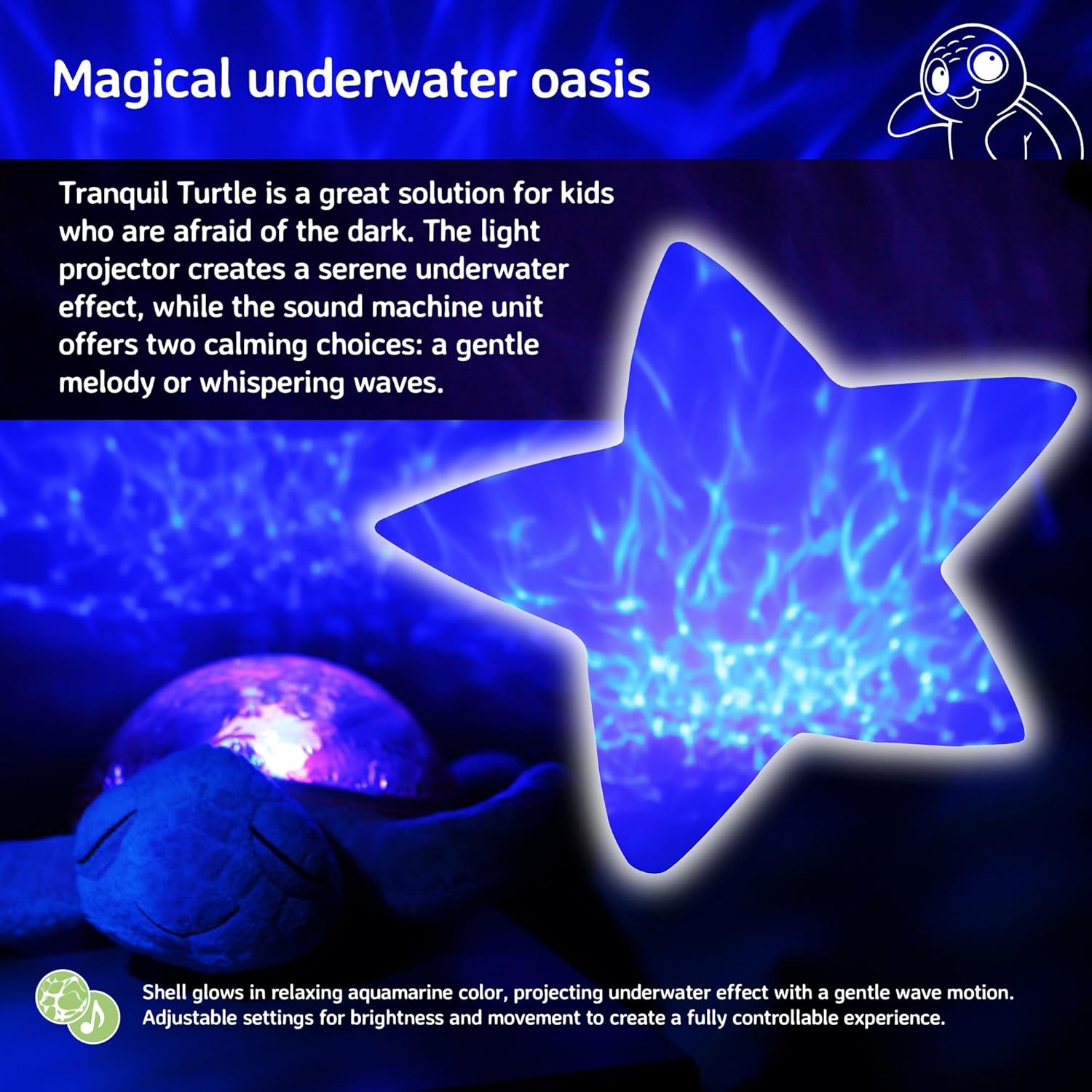 Cloud b Ocean Projector Nightlight with White Noise Soothing Sounds | Adjustable Settings and Auto-Shutoff | Tranquil Turtle - Pink Tranquil Turtle (Pink)