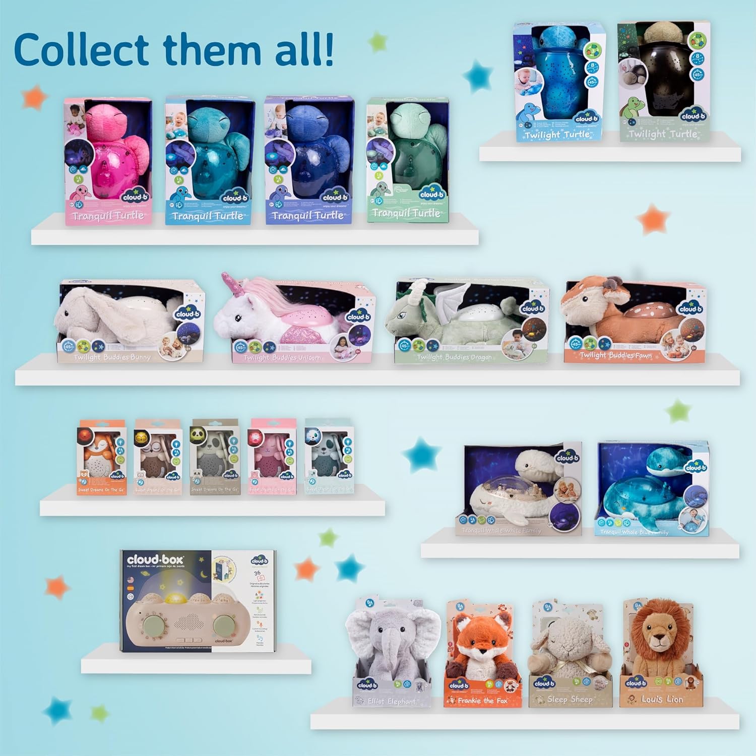 Cloud b Ocean Projector Nightlight with White Noise Soothing Sounds | Adjustable Settings and Auto-Shutoff | Tranquil Turtle - Aqua