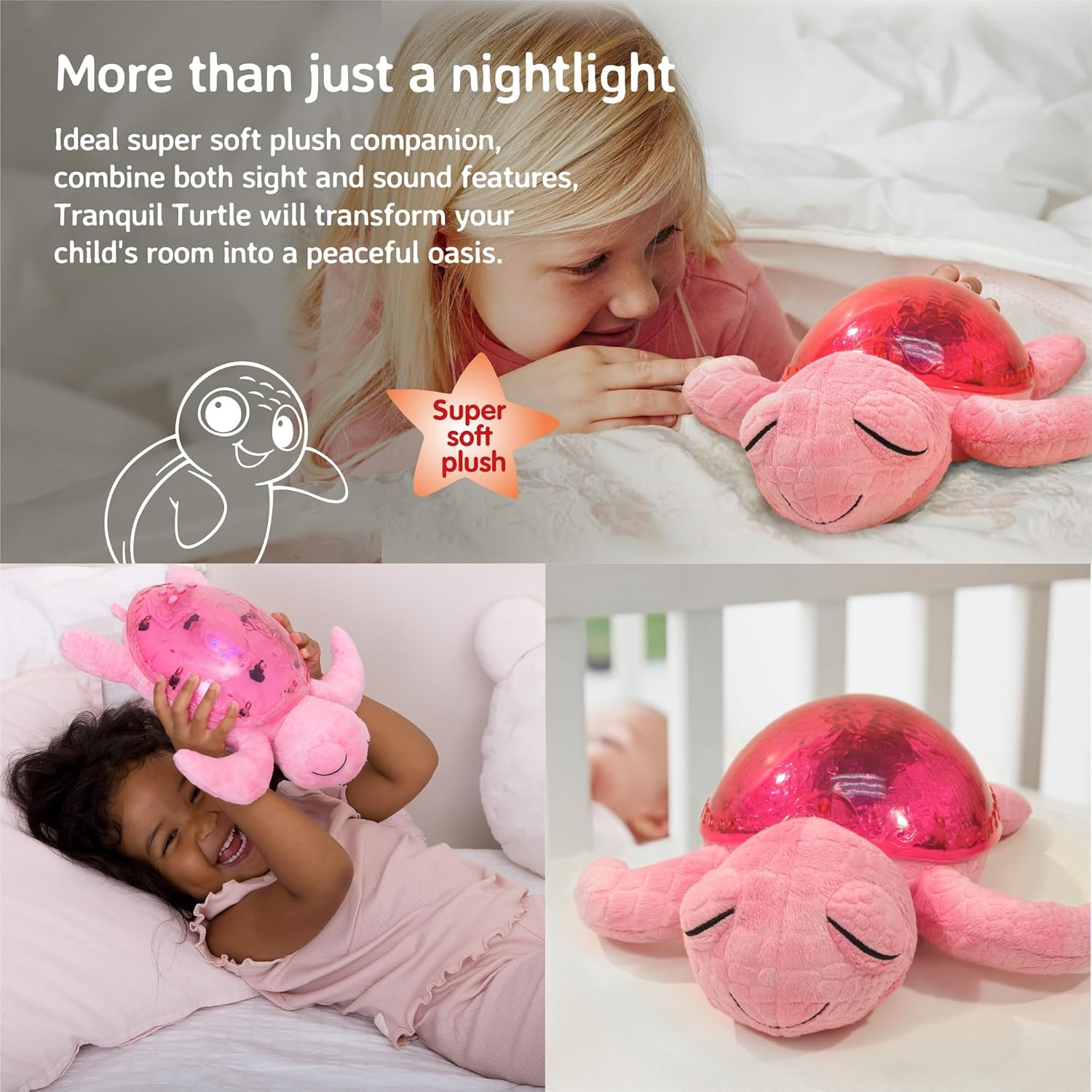 Cloud b Ocean Projector Nightlight with White Noise Soothing Sounds | Adjustable Settings and Auto-Shutoff | Tranquil Turtle - Pink Tranquil Turtle (Pink)