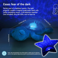 Cloud b Ocean Projector Nightlight with White Noise Soothing Sounds | Adjustable Settings and Auto-Shutoff | Tranquil Turtle - Aqua