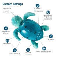 Cloud b Tranquil Turtle Aqua - White Noise Machine Baby, Baby Night Light & Portable White Noise Machine - Soothing Ocean Waves & Underwater Melodies, Cry Sensor, Rechargeable, Eco-Friendly Tranquil Turtle RC (Aqua)