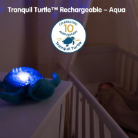 Cloud b Tranquil Turtle Aqua - White Noise Machine Baby, Baby Night Light & Portable White Noise Machine - Soothing Ocean Waves & Underwater Melodies, Cry Sensor, Rechargeable, Eco-Friendly Tranquil Turtle RC (Aqua)