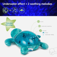 Cloud b Ocean Projector Nightlight with White Noise Soothing Sounds | Adjustable Settings and Auto-Shutoff | Tranquil Turtle - Aqua