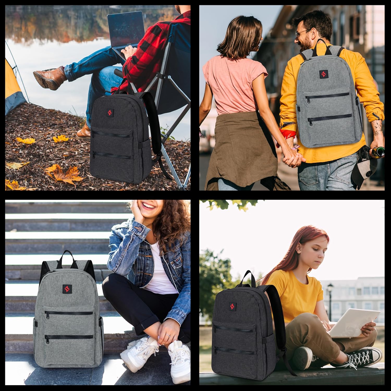 Zazzy Smell Proof Backpack - Lockable Carbon Fiber Odor Proof Daypack, Black Grey Simple Grey
