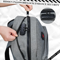 Zazzy Smell Proof Backpack - Lockable Carbon Fiber Odor Proof Daypack, Black Grey Simple Grey