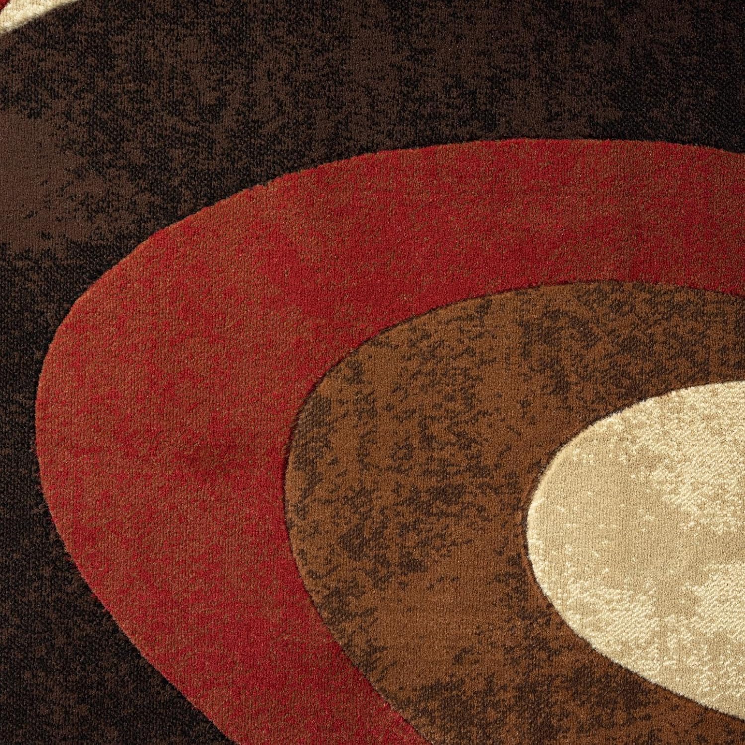 Home Dynamix Tribeca Slade Modern Area Rug, Abstract Brown/Red 7'10