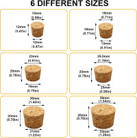 30PCS Natural Cork Stoppers for Glass Bottles,Crafts & Home Decor,Tapered Corks for DIY Projects,Airtight Sealing,Laboratory & Wine Bottles