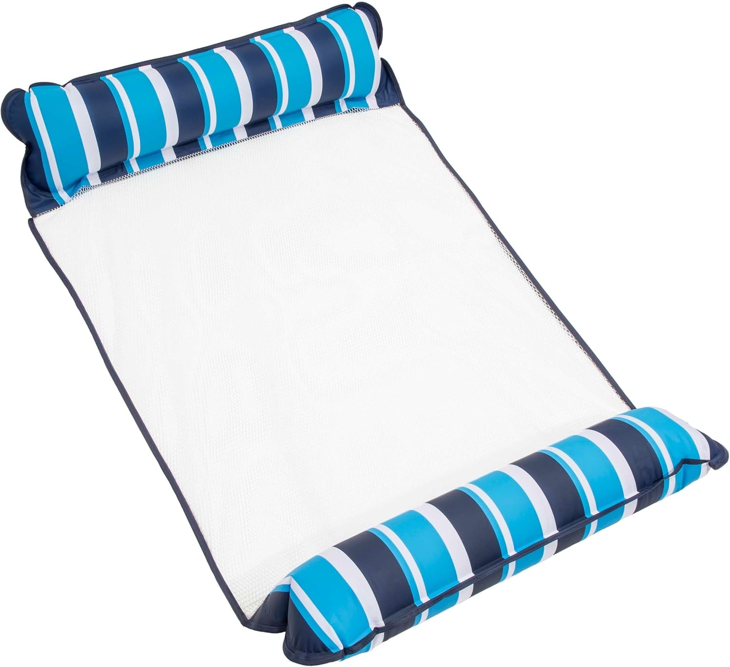 Aqua 4-in-1 Original Monterey Hammock XL Pool Float & Hammock - Multi-Purpose, Inflatable Pool Floats for Adults - Patented Thick, Non-Stick PVC Material – Navy/White Stripe Navy/White Stripe XL Hammock