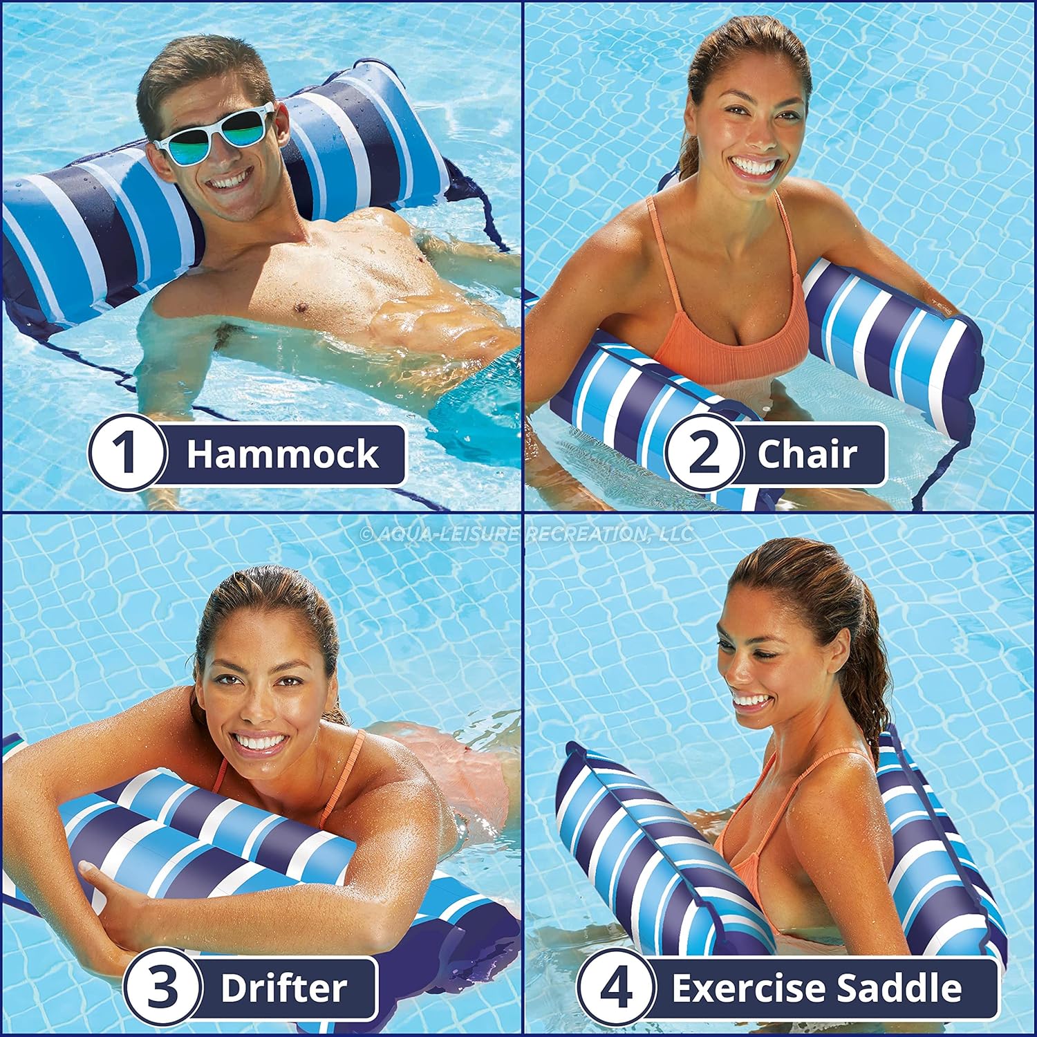 Aqua Original 4-in-1 Monterey Hammock Pool Float & Water Hammock – Multi-Purpose, Inflatable Pool Floats for Adults – Patented Thick, Non-Stick PVC Material