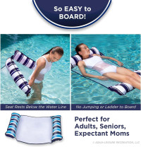 Aqua Original 4-in-1 Monterey Hammock Pool Float & Water Hammock – Multi-Purpose, Inflatable Pool Floats for Adults – Patented Thick, Non-Stick PVC Material Navy XL Hammock