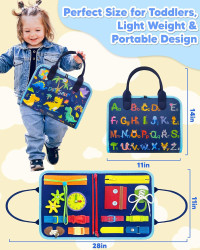 Exorany Busy Board Montessori Toys for Toddler Boy Birthday Gifts, Busy Book Sensory Learning Toys for Toddlers, Toddler Boy Airplane Car Travel Toy Educational Activities Blue/P8