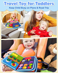 Exorany Busy Board Montessori Toys for Toddler Boy Birthday Gifts, Busy Book Sensory Learning Toys for Toddlers, Toddler Boy Airplane Car Travel Toy Educational Activities Blue/P8