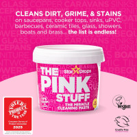 Stardrops - The Pink Stuff Bathroom Cleaning Kit – Cleaning Paste, Bathroom Foam Spray, Toilet Foaming Powder, SQeeZY Sponge & 3 Microfiber Cloths – Tough on Stains, Grease & Soap Scum