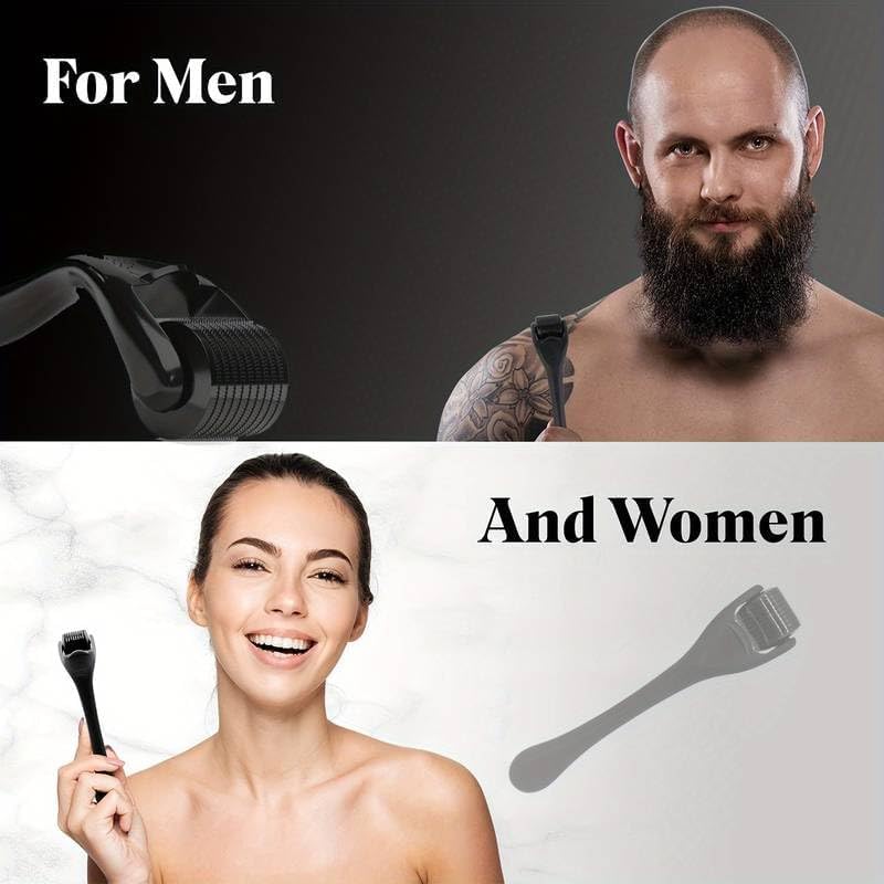 540 Titanium Derma Roller For Face Hair Beard，Scalp Derma Roller ，Beard Microneedle Roller，Personal Use Microneedling Roller Microdermabrasion Cosmetic Beauty Instrument Self-Care Gifts For Men Women #0.3