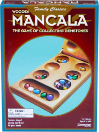 Pressman Mancala Board Game | Fun Classic Table for Adults & Kids | Includes 48 Plastic Mancala Stones and Wood Hinged Playing Board | 2 Players, Ages 6+