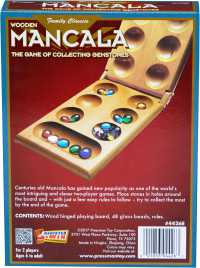 Pressman Mancala Board Game | Fun Classic Table for Adults & Kids | Includes 48 Plastic Mancala Stones and Wood Hinged Playing Board | 2 Players, Ages 6+