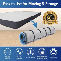 Queen/Full/Full-XL Foam Mattress Vacuum Bag with Blue Zipper, Mattress Storage Bag Queen/Full/Full-XL BlueZip
