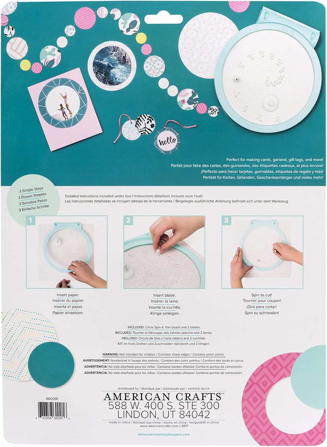 We R Memory Keepers Circle Spin & Trim Tool, Includes Circle Maker Tool & Two Replacement Blades, Rotates 360 Degrees,1 Inch to 8 Inch Circles