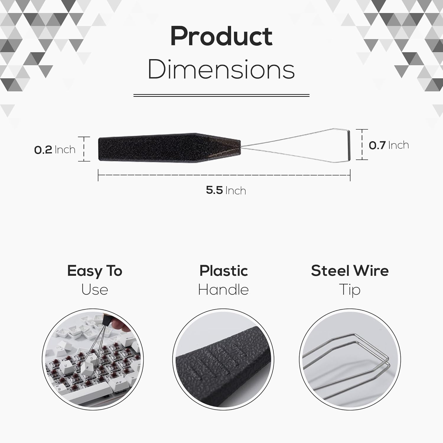 Qisan Stainless Steel Keycap Puller & Switch Puller for Mechanical Keyboards | Plastic Handle Key Cap Removal Tool for Gaming Keyboards | Professional Keyboard Maintenance Tool & Accessories - Black