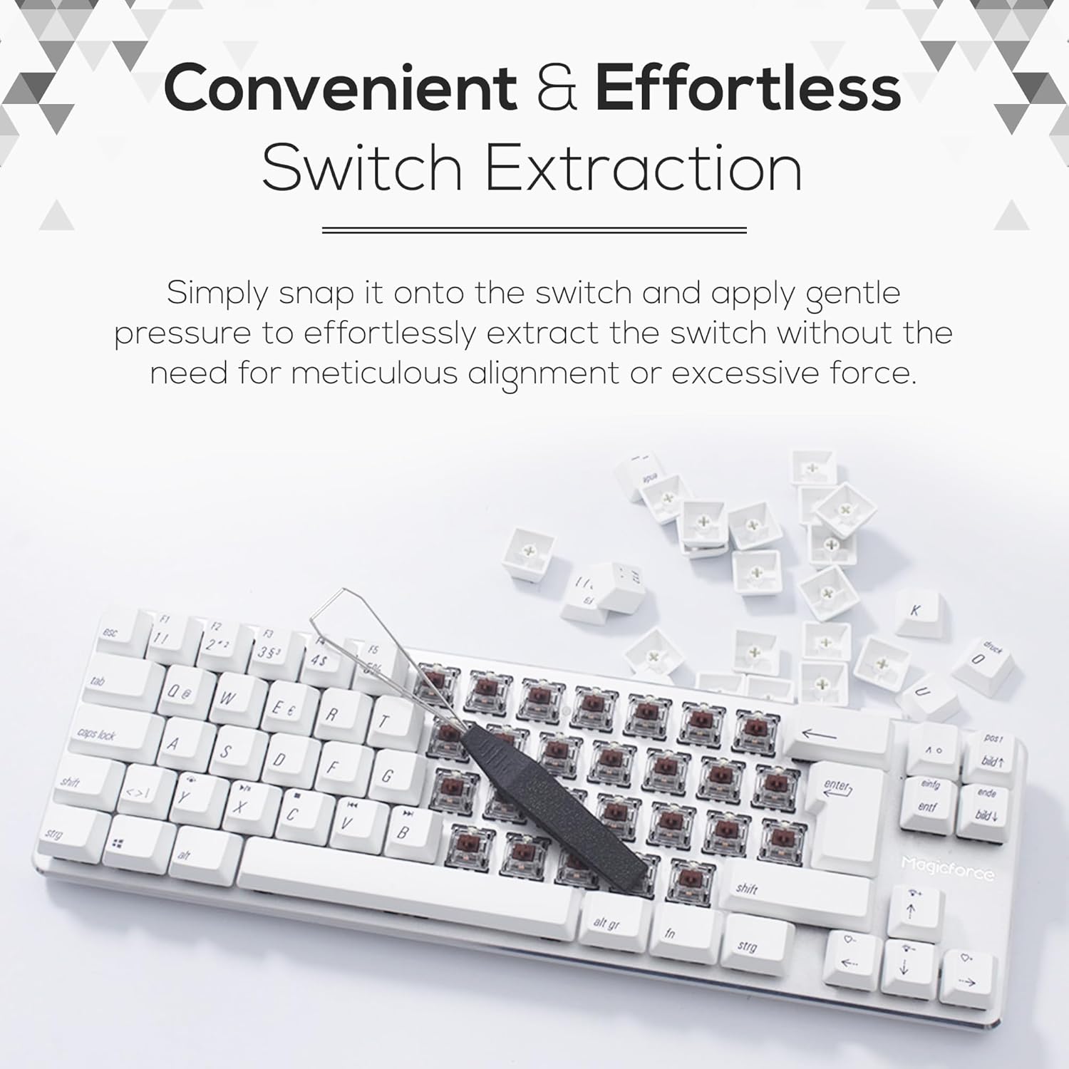 Qisan Stainless Steel Keycap Puller & Switch Puller for Mechanical Keyboards | Plastic Handle Key Cap Removal Tool for Gaming Keyboards | Professional Keyboard Maintenance Tool & Accessories - Black