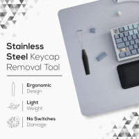 Qisan Stainless Steel Keycap Puller & Switch Puller for Mechanical Keyboards | Plastic Handle Key Cap Removal Tool for Gaming Keyboards | Professional Keyboard Maintenance Tool & Accessories - Black