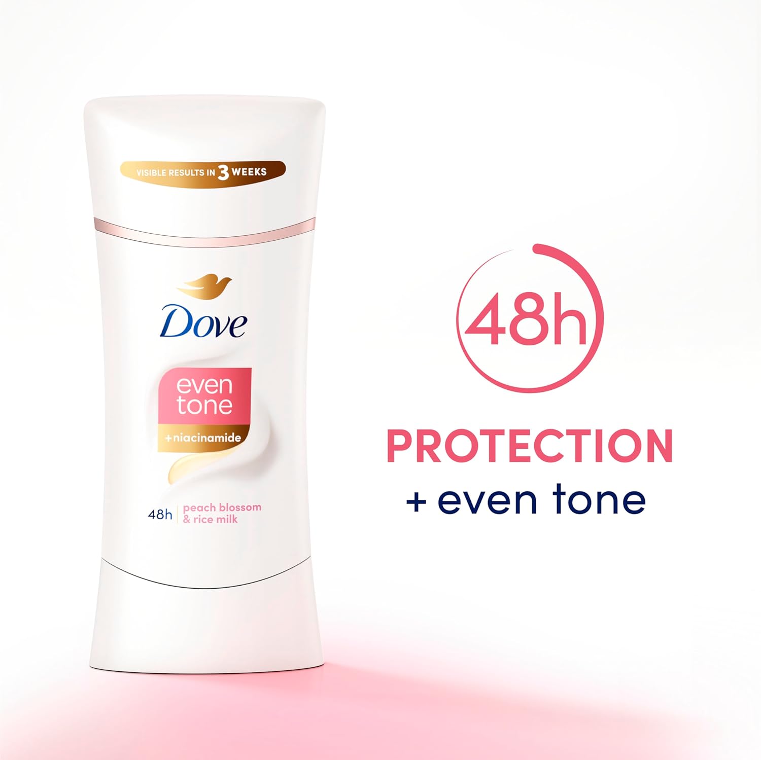 Dove Even Tone Antiperspirant Deodorant Stick Peach Blossom & Rice Milk 3 Count 2.6 oz 2.6 Ounce (Pack of 3) Peach Blossom & Rice Milk