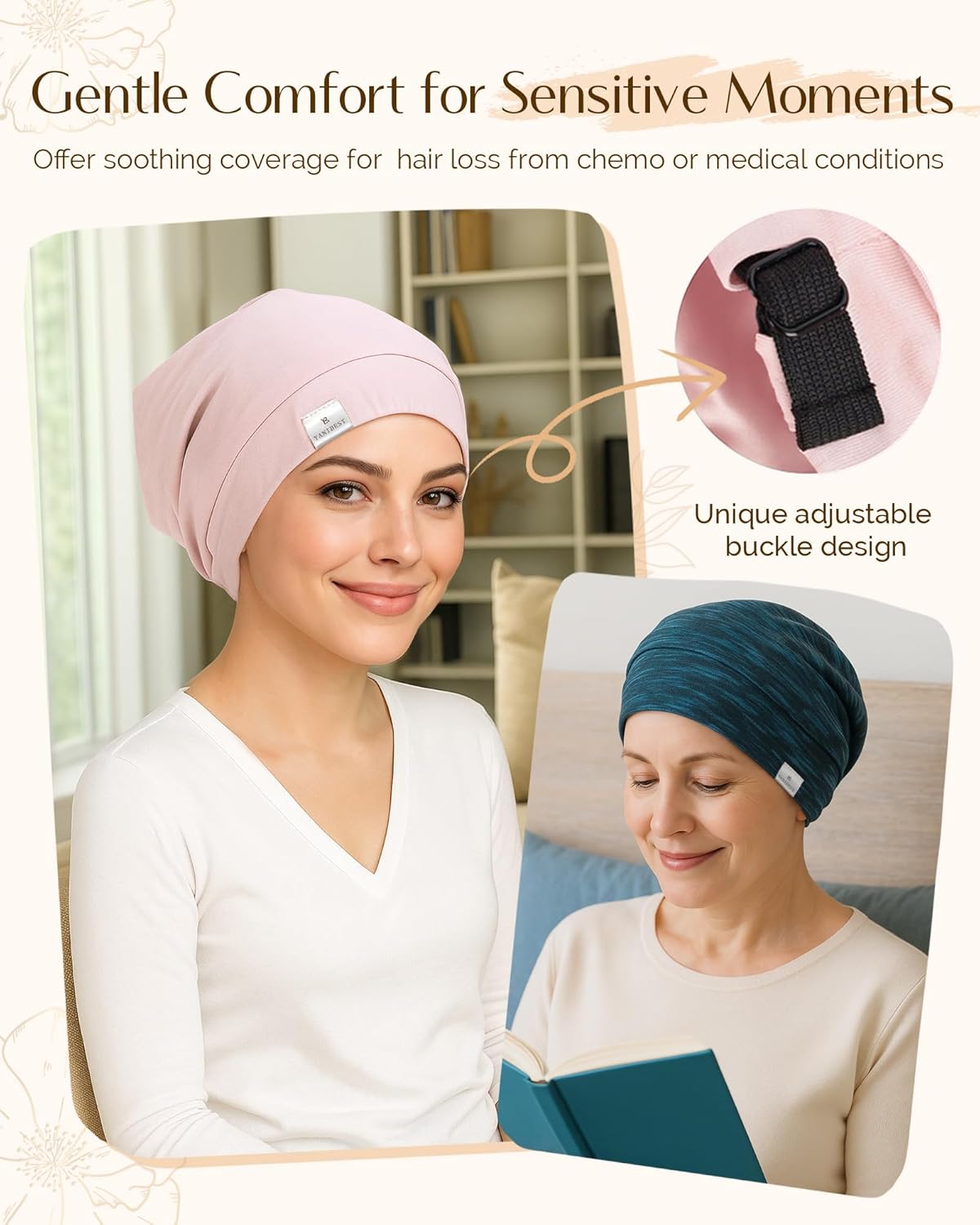 YANIBEST Hair Cover Bonnet Satin Sleep Cap - Adjustable Stay on Silk Lined Slouchy Beanie for Night Sleeping Surgical Hats Pure Black Large Aa-pure Black