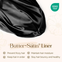 YANIBEST Hair Cover Bonnet Satin Sleep Cap - Adjustable Stay on Silk Lined Slouchy Beanie for Night Sleeping Surgical Hats Pure Black Large Aa-pure Black