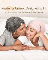 YANIBEST Hair Cover Bonnet Satin Sleep Cap - Adjustable Stay on Silk Lined Slouchy Beanie for Night Sleeping Surgical Hats Pure Black Large Aa-pure Black