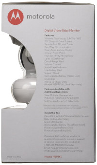 Motorola MBP36S Remote Wireless Video Baby Monitor with 3.5-Inch Color LCD Screen, Remote Camera Pan, Tilt, and Zoom 1-Camera