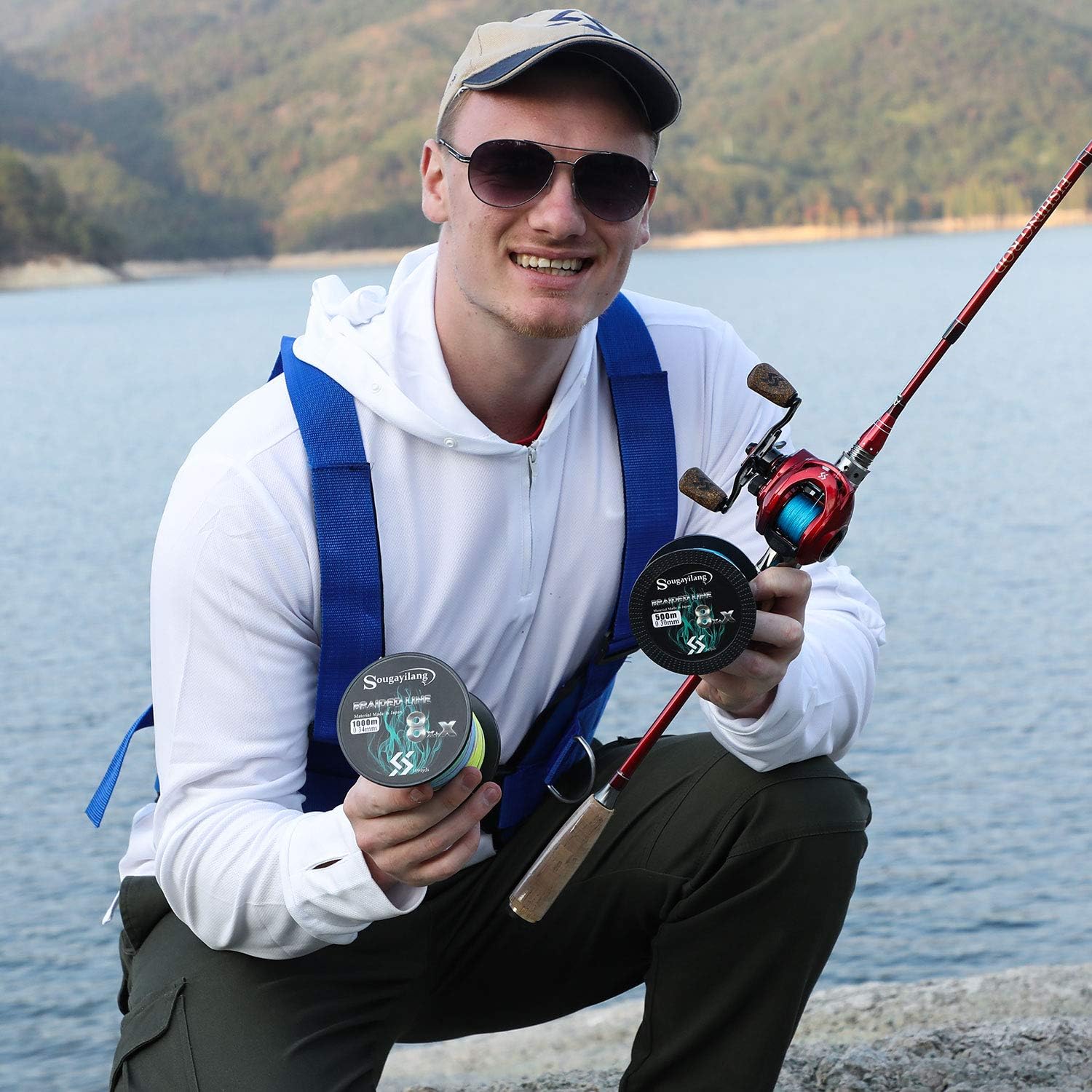 Sougayilang Baitcasting Reels, 8:1 Gear Ratio Fishing Reel with Magnetic Braking System Casting Reel, 9 + 1 Ball Bearings Super Smooth Anti-Corrosion Baitcaster Reel Energy Red-Right