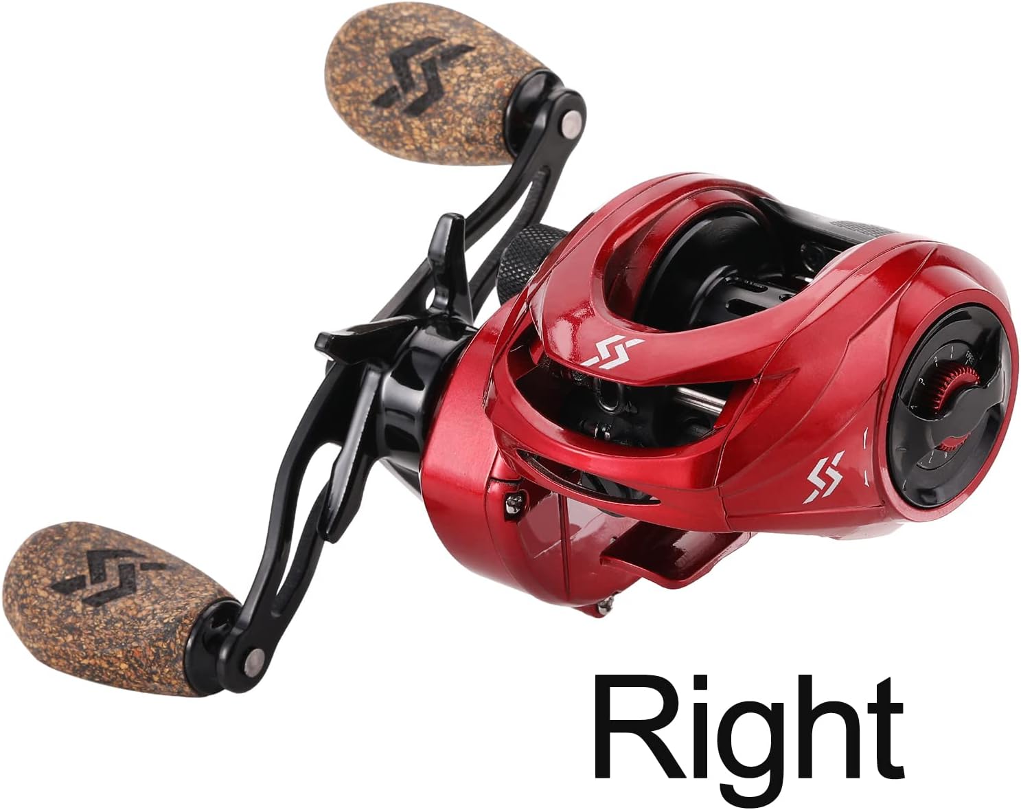 Sougayilang Baitcasting Reels, 8:1 Gear Ratio Fishing Reel with Magnetic Braking System Casting Reel, 9 + 1 Ball Bearings Super Smooth Anti-Corrosion Baitcaster Reel Energy Red-Right