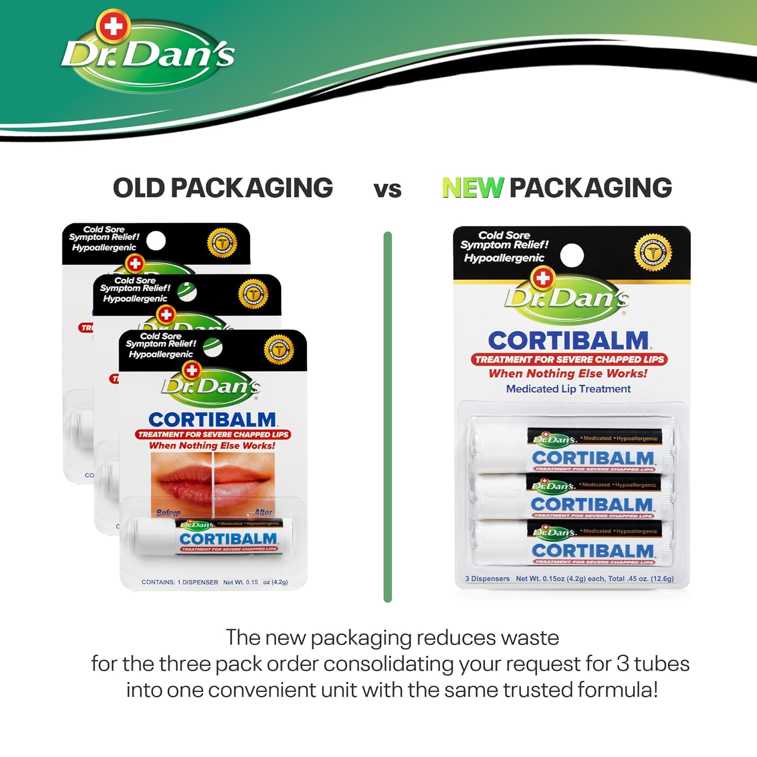 Dr. Dan's Cortibalm -3 Pack -for Dry Cracked Lips - Healing Lip Balm for Severely Chapped Lips- Designed for Men, Women and Children 3 Count (Pack of 1)