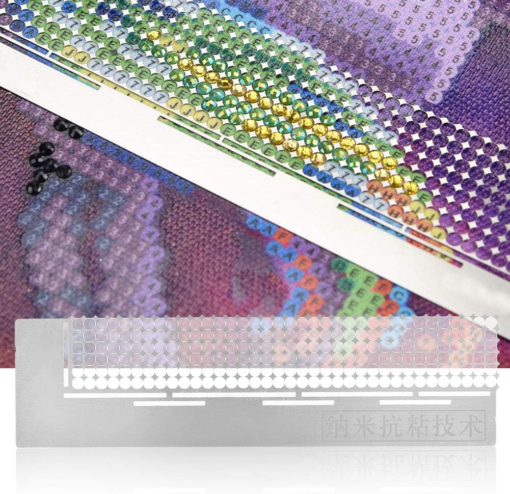 5D Diamond Painting Kit Ruler,Delaman Stainless Steel Diamond Mesh Ruler DIY Drawing Ruler with 216 Blank Grids for Diamond Painting Round Full Drill & Partial Drill