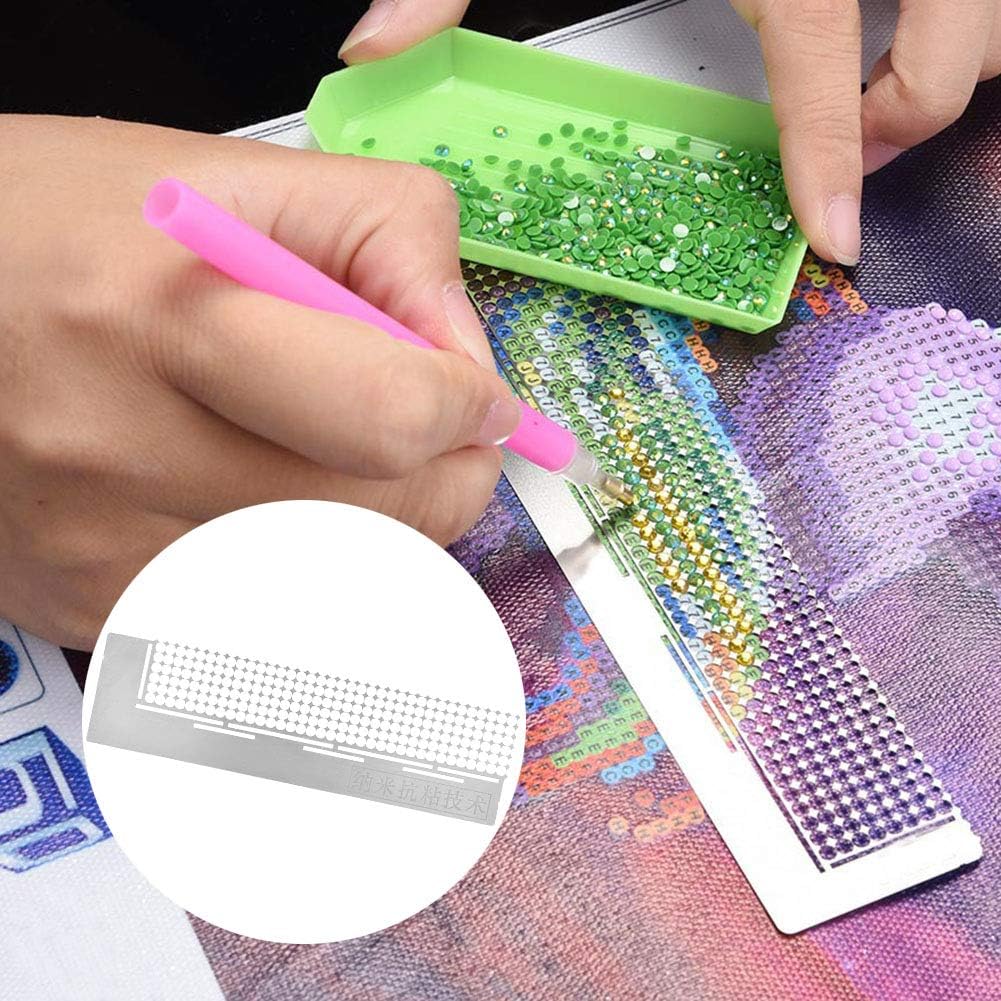 5D Diamond Painting Kit Ruler,Delaman Stainless Steel Diamond Mesh Ruler DIY Drawing Ruler with 216 Blank Grids for Diamond Painting Round Full Drill & Partial Drill