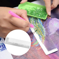 5D Diamond Painting Kit Ruler,Delaman Stainless Steel Diamond Mesh Ruler DIY Drawing Ruler with 216 Blank Grids for Diamond Painting Round Full Drill & Partial Drill