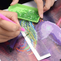 5D Diamond Painting Kit Ruler,Delaman Stainless Steel Diamond Mesh Ruler DIY Drawing Ruler with 216 Blank Grids for Diamond Painting Round Full Drill & Partial Drill
